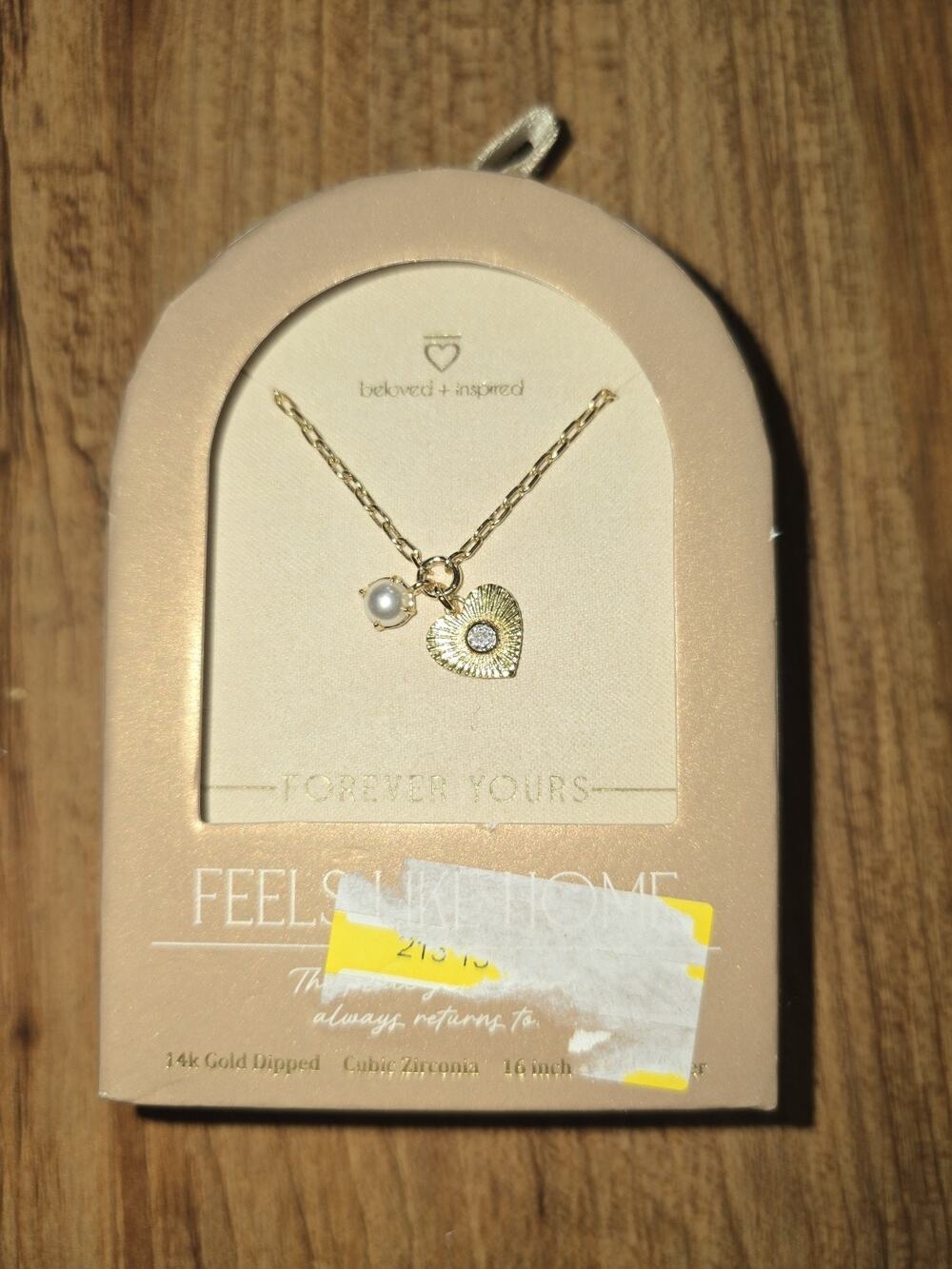 Beloved + Inspired 14 Carat Gold Dipped Cubic Zirconia 16" Necklace Heart & Pear
